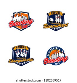Professional bowling club badge logo design. Isolated sports association vector illustration