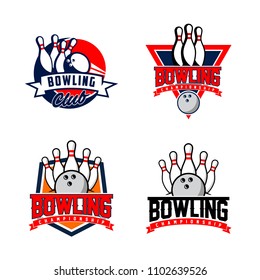 Professional bowling club badge logo design. Isolated sports association vector illustration