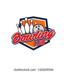 Professional bowling club badge logo design. Isolated sports association vector illustration