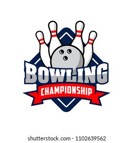 Professional bowling club badge logo design. Isolated sports association vector illustration