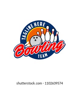 Professional bowling club badge logo design. Isolated sports association vector illustration