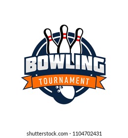 Professional bowling club badge logo design. Isolated sports association vector illustration