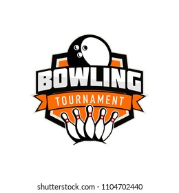 Professional bowling club badge logo design. Isolated sports association vector illustration