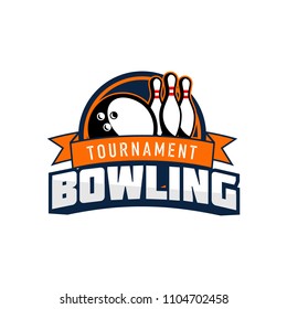 Professional bowling club badge logo design. Isolated sports association vector illustration