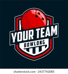 diseño de logotipo de insignia de club de bowling profesional