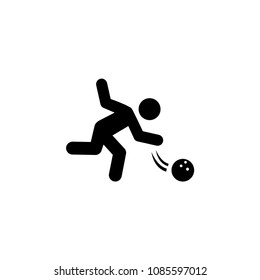 Professional Bowling Player throw Ball. Flat Vector Icon. Simple black symbol on white background