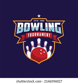 professional bowling tournament badge logo design