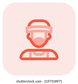 Professional boxer with headgear having mask on