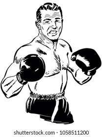 Professional Boxer - Retro Clip Art Illustration