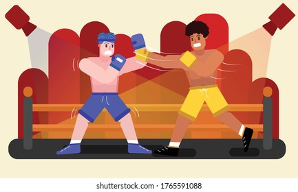 Professioneller Boxkampf-Kampf in der Ring-Flavektor-Vektorgrafik