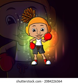 The professional boxing women esport mascot design of illustration