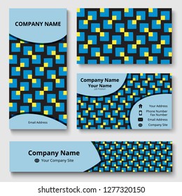 Professional branding design kit with decorative pattern of black, yellow, and blue shades. Premium corporate identity template. Business stationery mock-up