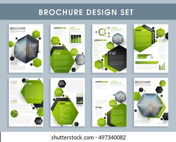 Professional brochure design set, Creative template collection with abstract background, Business flyers with infographic elements and space for images.