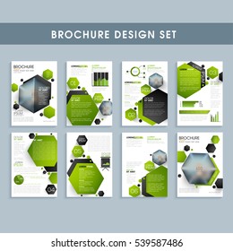 Professional brochure design set, Creative template collection with abstract background, Business flyers with infographic elements and space for images.