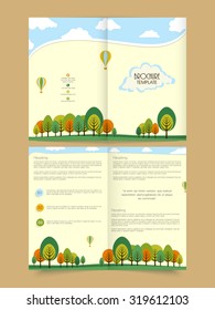 Folleto profesional, volante, pancarta o plantilla con árbol creativo para el concepto de ecología.