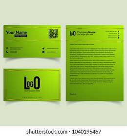 Professional Brochure and visiting card set with green theme vec