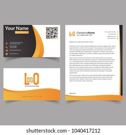 Professional Brochure and visiting card set with yellow and blac