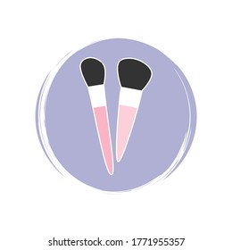 Professional brush make up icon logo vector illustration on circle with brush texture for social media story highlight
