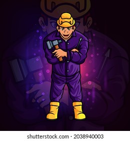 Diseño del logotipo de apoyo profesional del constructor