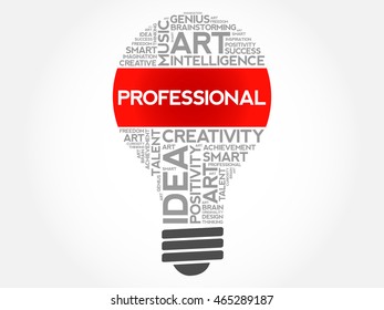 Professional bulb word cloud collage, concept background