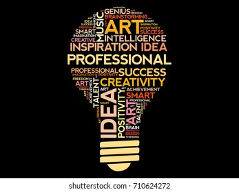 Professional bulb word cloud concept background