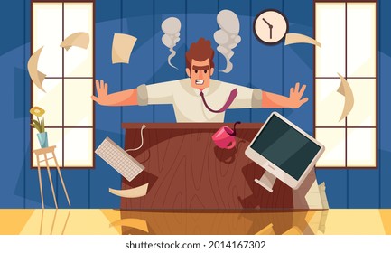 Professional burnout background design with distress and crisis symbols flat vector illustration