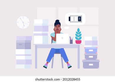 Professional burnout concept. Crying person. Feeling unwell. Vector illustration in a flat style.