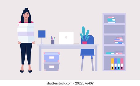 Professional burnout concept. Crying person. Vector illustration in a flat style.