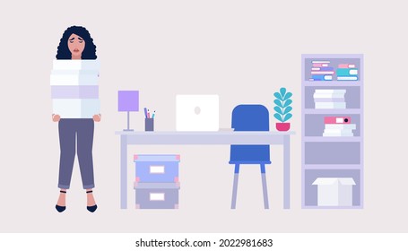 Professional burnout concept. Crying person. Vector illustration in a flat style.
