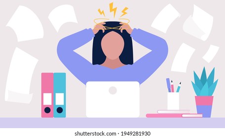 Professional burnout and stress concept. Vector illustration in a flat style