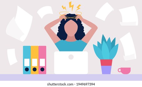 Professional burnout and stress concept. Vector illustration in a flat style