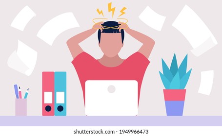 Professional burnout and stress concept. Vector illustration in a flat style