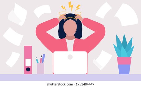 Professional burnout and stress concept. Vector illustration in a flat style