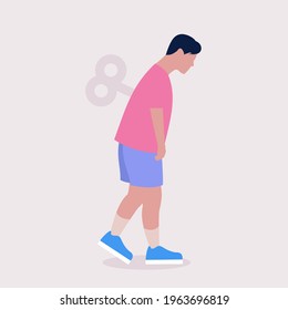 El concepto de agotamiento profesional y estrés. Ilustración vectorial en un estilo plano
