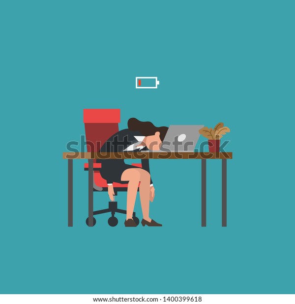 Professional Burnout Syndrome Exhausted Female Manager Stock Vector Royalty Free 1400399618 