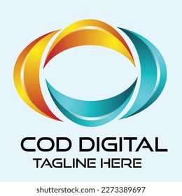 Profesional IT negocio 3d logotipo con color degradado