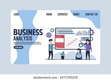 Professional Business Analysis Landing Page Design Concept Illustration