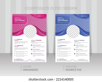 Professional business brochure flyer design a4 template, Multipurpose use for corporate poster design, Vector source A4 size cover, Modern leaflet with unique layout, Creative editable banner design