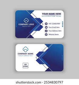 PROFESSIONAL BUSINESS CARD WITH BLUE COMBINATION COLOUR AND SHAPE AND LINE MIX DESIGN