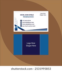 Professional Business Card with Blue and Cyan Color