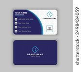 Professional Business Card Design With Blue Colour and Flower Pattern