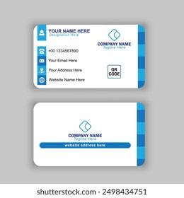 Professional Business Card Design With Blue colour and Blue Square Shapes