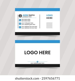 Professional Business Card Design With Blue Colour