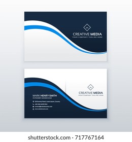 professional business card design with blue wave