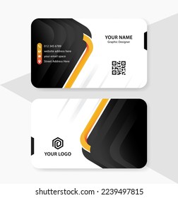 Professional business card design. Creative business card with yellow black and orange colour. Modern business card. Vector