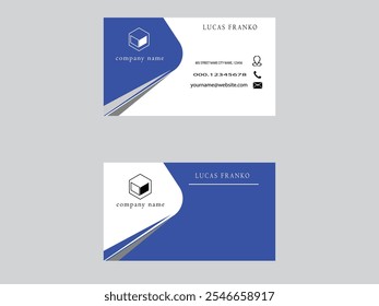 **"Professional Business Card Design with Elegant Blue, White, and Black Color Scheme"**