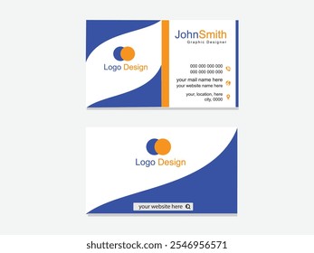 Professional Business Card Design Featuring a Dynamic Combination of Elegant Blue and Bold Orange Shades for a Modern and Eye-Catching Look