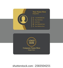 Professional Business Card Design With Gold Colour Template design with clear design