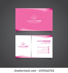 Professional Business Card Design Template. Business Card Vector Design with a Combination of pink and white