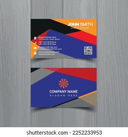 Professional business card design template for company or business. Two color simple but professional design. Compatible for business and personal uses. Fully editable business cards design template.